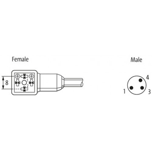7000-88431-0130200 M8 male 0° A-cod. / MSUD valve plug C-8mm small