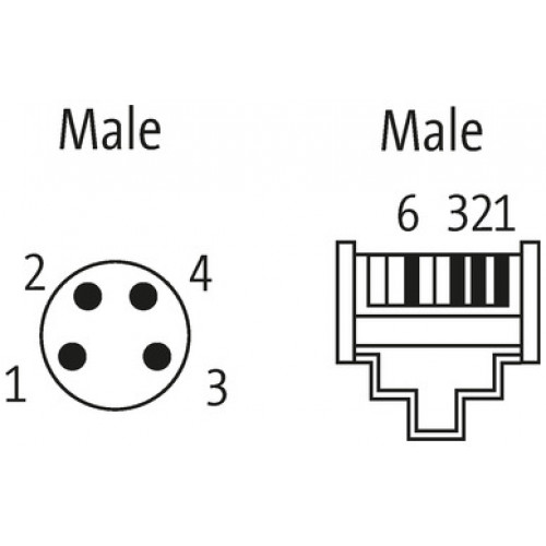 7000-89781-7910100 M8 male 90° A-cod. / RJ45 male 0° shielded 7000-89781-7910100 M8 male 90° A-cod. / RJ45 male 0° shielded
