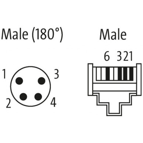 7000-89782-7912000 M8 male 90° A-cod. / RJ45 male 0° shielded 7000-89782-7912000 M8 male 90° A-cod. / RJ45 male 0° shielded