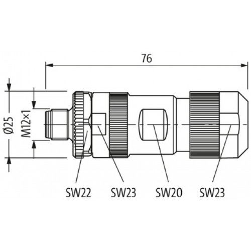 7000-P3591-0000000 M12 male 0° K-coded field-wireable 7000-P3591-0000000 M12 male 0° K-coded field-wireable