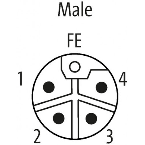 7002-P4281-9800050 M12 Power male recept. L-cod. front V2A
