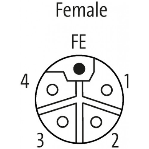 7002-P4291-9800050 M12 Power female recept. L-cod. front V2A
