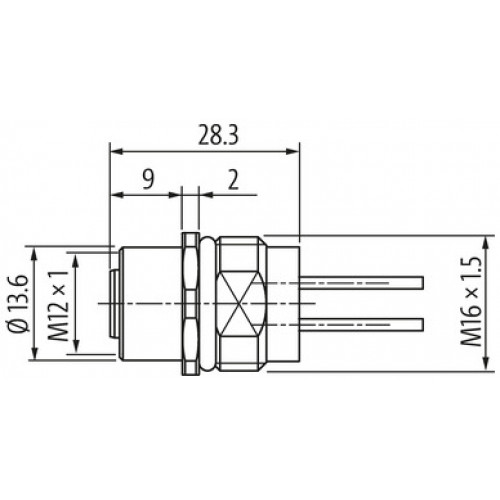 7002-P4291-9800050 M12 Power female recept. L-cod. front V2A