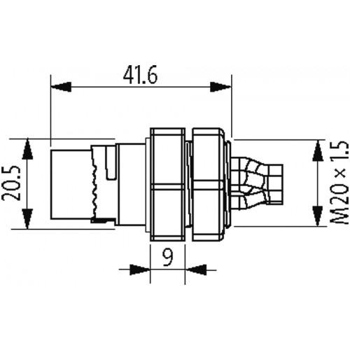 7000-P8381-P800025 MQ15-X-Power male receptable shielded front mount