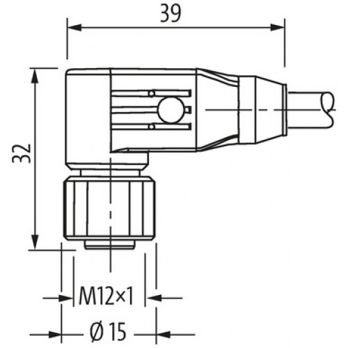 7014-13261-2011000 M12 female 90° A-cod. with cable shielded F&B