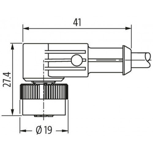7050-40261-2240060 MQ12 male 90° / MQ12 female 90° A-cod.