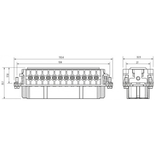 70MH-EB024-GS03020 B24 female 24-pole, screw t., 500 V, 16 A