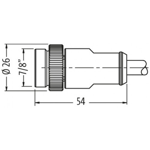 7700-A4001-U1C0150 Mini (7/8) 4 pole, Male (Ext.) 0° w/ Cable