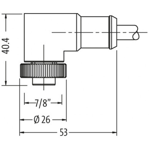 7700-A4031-U1C0300 Mini (7/8) 4 pole, Female 90° w/ Cable