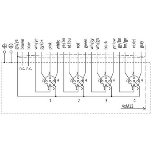8000-54712-4010300 MVP12-METALL, 4XM12, 5-POLE, PRE-WIRED CABLE