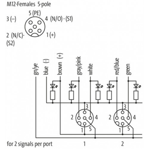 27500 MVP-METALL, 8XM12, 5POLE, PRE-WIRED CABLE