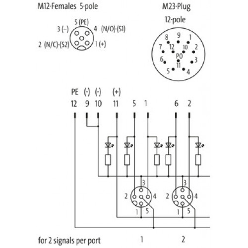 8000-84530-0000000 EXACT12, 4XM12, 5 POLE, M23 12 POLE CON.