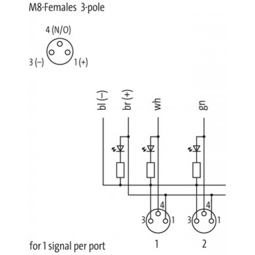 8000-80010-3850500 EXACT8, 10XM8, 3 POLE PRE-WIRED CABLE