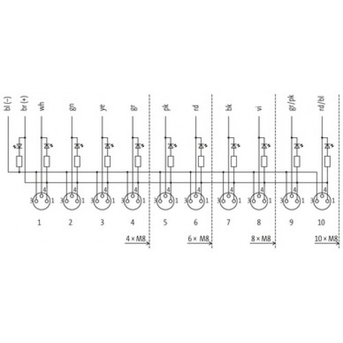8000-88011-3590500 EXACT8, 8XM8, 3 POLE MOULDED CABLE