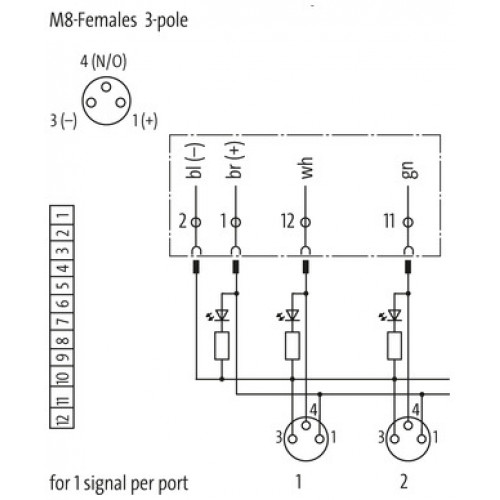 8000-84040-3340300 EXACT8, 4XM8, 3 POLE PLUG. CAP, SPRING-TERM.