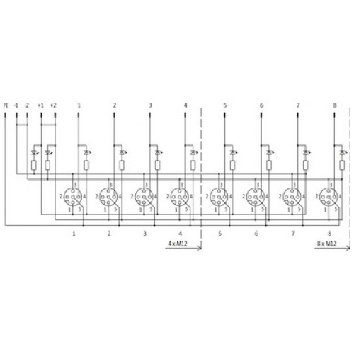 8000-88401-0000000 EXACT12, 8XM12, 4 POLE BASIC HOUSING, NPN-LED'S