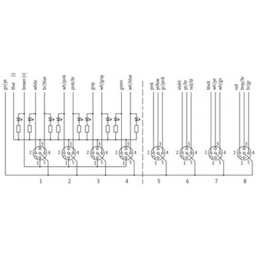 8000-98710-4070500 EXACT12 SAFETY, FIX. CABLE, P1-4 M12 5POLE LED,