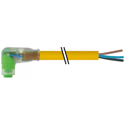 7000-08281-0100150 M8 female 90° A-cod. snap-in with cable LED