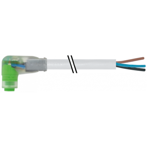 7000-08281-2100750 M8 female 90° A-cod. snap-in with cable LED