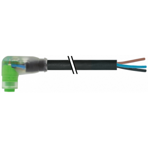 7000-08281-6100150 M8 female 90° A-cod. snap-in with cable LED