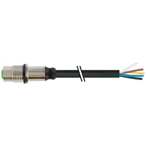 7000-13627-7320500 M12 female receptacle A-cod. with cable rear mount