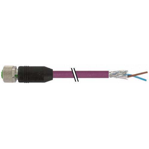 7000-14061-8400400 M12 female 0° B-cod. with cable shielded