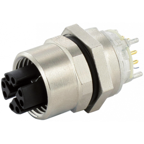 7000-21151-0000000 M12 female receptacle X coded front mount solder