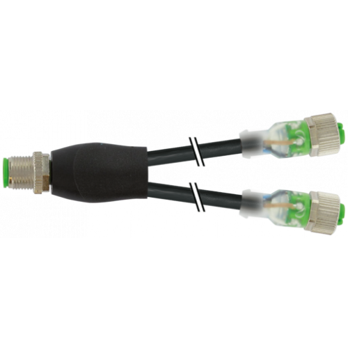 7000-40771-6230030 Y-Distributor M12 male / M12 female 0° A-cod. LED