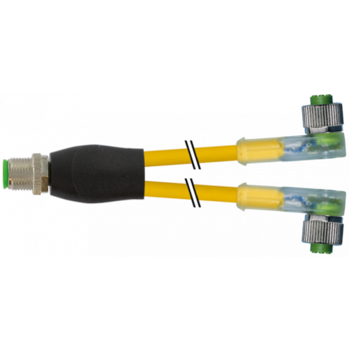 7000-40781-0130015 Y-Distributor M12 male / M12 female 90° A-cod. LED