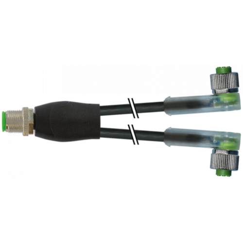 7004-40781-6230030 Y-Distributor M12 male / M12 female 90° LED V4A