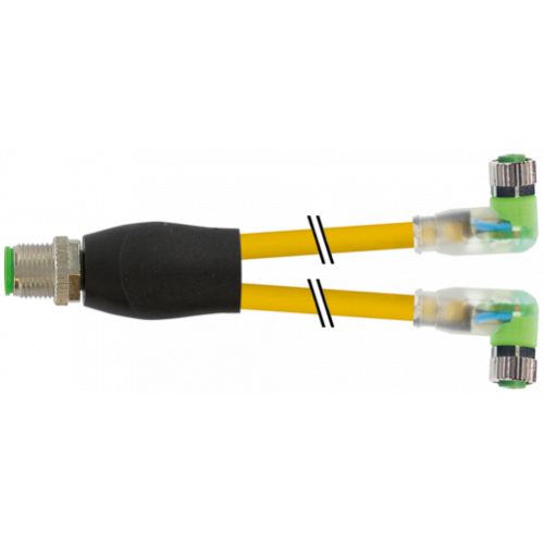 7000-40861-0200030 Y-Distributor M12 male / M8 female 90° A-cod. LED