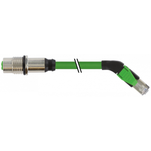 7000-44891-7940100 M12 fem. recept. D-cod. rear / RJ45 male 45° right