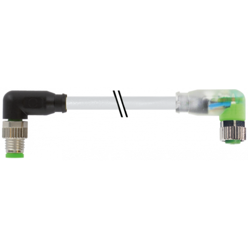 7000-88101-2300150 M8 male 90° / M8 female 90° A-cod. LED