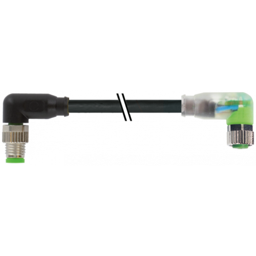 7000-88101-6100030 M8 male 90° / M8 female 90° A-cod. LED