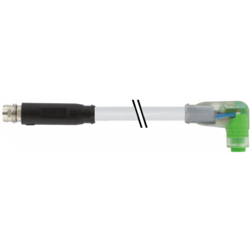 7000-88161-2100030 M8 male 0° / M8 female 90° A-cod. snap-in LED