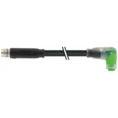 7000-88161-6100030 M8 male 0° / M8 female 90° A-cod. snap-in LED