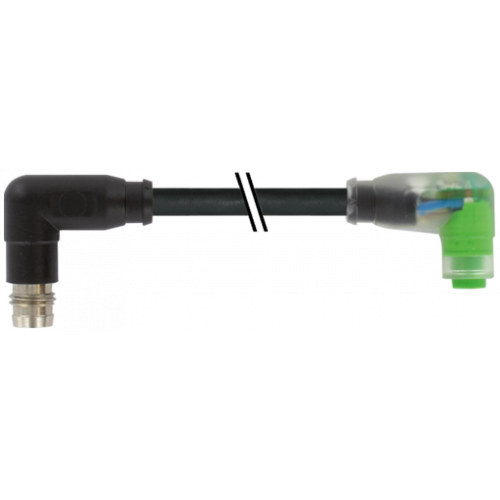 7000-88221-6500060 M8 male 90° / M8 female 90° A-cod. snap-in LED