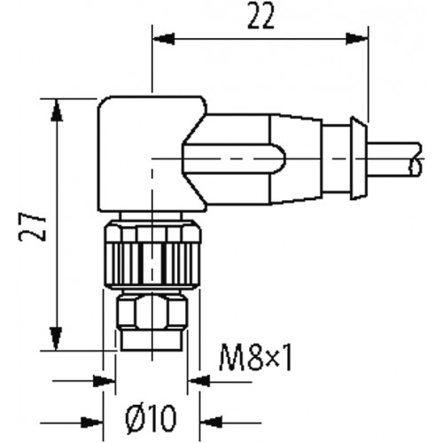 7000-08912-6950150 M8 male 90° with cable, 180° 7000-08912-6950150 M8 male 90° with cable, 180°