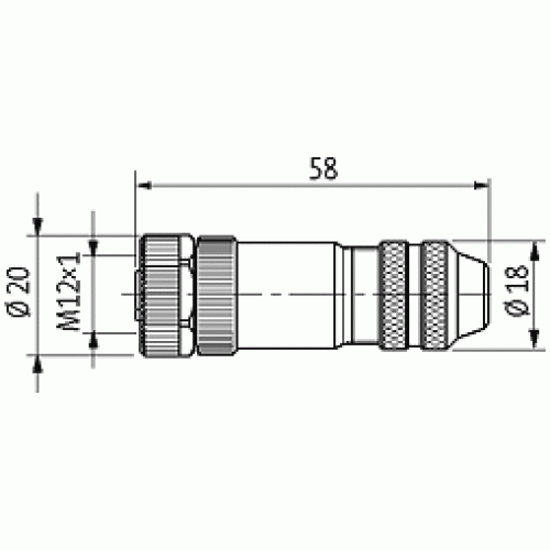 7000-13381-0000000 M12 FEMALE 0° SHIELDED WIREABLE SCREW TERM.