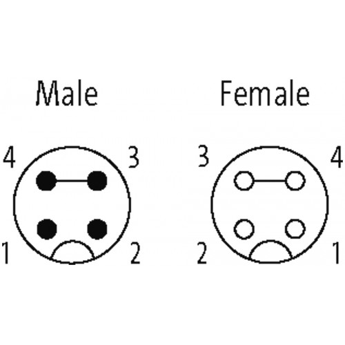 7005-15061-0000000 ADAPTOR M12 LITE MALE/ M12 LITE FEMALE 4 POLE
