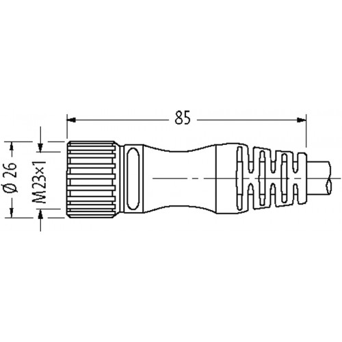 7000-23711-3730500 M23 female 0° with cable shielded