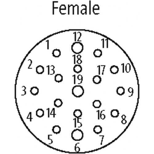 7000-23711-3730500 M23 female 0° with cable shielded