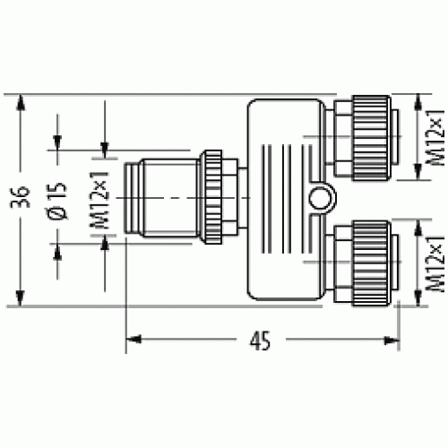 7356-41121-0000000 T coupler M12 male / 2x M12 female