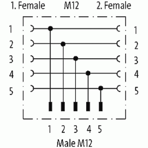 7024-41151-0000000 T-Coupler M12 male 5pol./2x female 5pol. F&B PRO