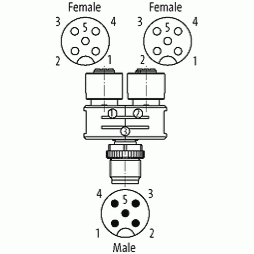 7000-41151-0000000 T-COUPLER SLIMLINE M12-MALE 5P./ 2X M12-FEMALE 5P.