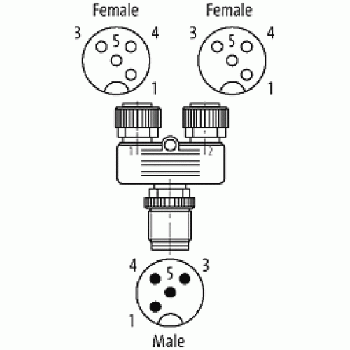 7000-41161-0000000 T COUPLER M12 MALE / M12 FEMALE 0°