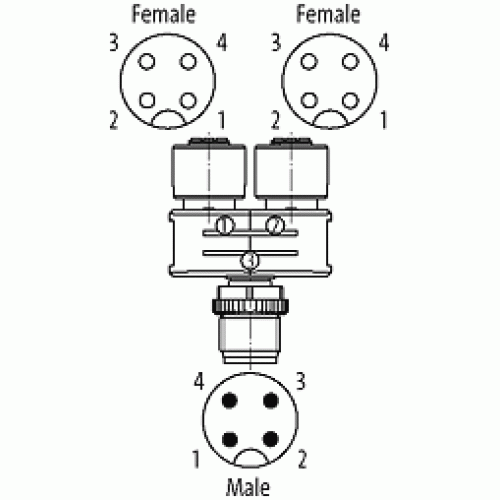 7000-41165-0000000 T COUPLER SLIMLINE M12 MALE / M12 FEMALE 0°