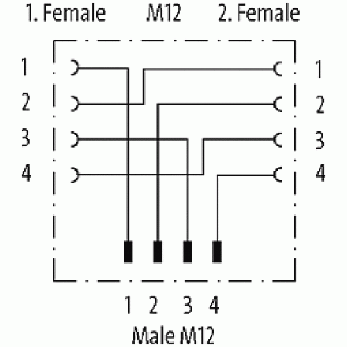 7000-41165-0000000 T COUPLER SLIMLINE M12 MALE / M12 FEMALE 0°
