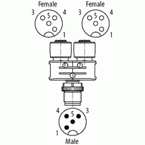 7000-41171-0000000 T-COUPLER SLIMLINE M12 MALE / 2X M12 FEMALE 7000-41171-0000000 T-COUPLER SLIMLINE M12 MALE / 2X M12 FEMALE