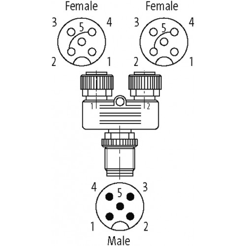 7000-41191-0000000 T-COUPLER SLIMLINE M12-MALE 5P./ 2X M12-FEMALE 5P. 7000-41191-0000000 T-COUPLER SLIMLINE M12-MALE 5P./ 2X M12-FEMALE 5P.